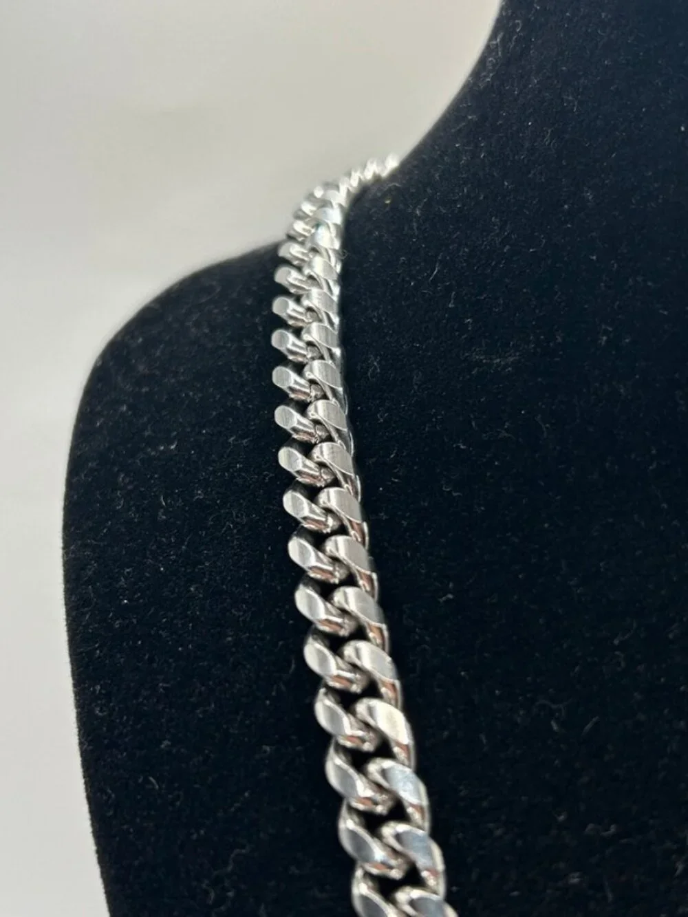 Cuban Chain Real Silver Stainless Steel 8mm 22 Inch Plated Waterproof Mens